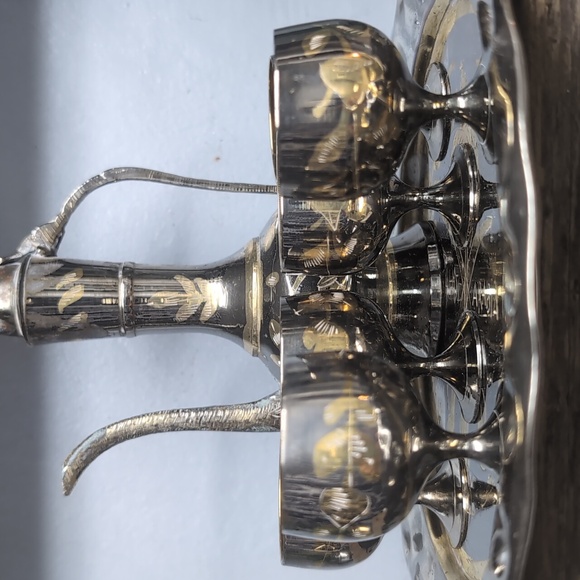 Vintage Miniature Copper/Brass Arabic Tea Set with Gold Accents - Picture 2 of 10